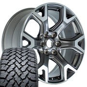Set(4) 20x9 JP31 Satin Gunmetal Machined - 6x139.7 +19.05ET with 275/55r20 TBB TS-37 AT Tires