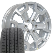 Set(4) 20x7.5 NS32 Gloss Silver Machined - 6x139.7 +50ET with 275/55r20 Bridgestone Dueler Alenza HL Plus Tires