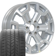 Set(4) 20x7.5 NS32 Gloss Silver Machined - 6x139.7 +50ET with 275/55r20 Goodyear Eagle LS2 Tires