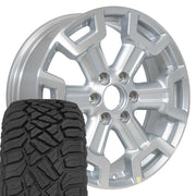 Set(4) 20x7.5 NS32 Gloss Silver Machined - 6x139.7 +50ET with 275/55r20 Sailun TerraMax RT Tires