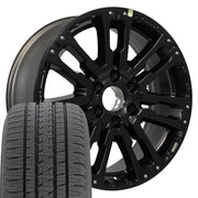 Set(4) 20x8 NS33 Satin Black - 6x139.7 +23ET with 275/55r20 Bridgestone Dueler Alenza HL Plus Tires