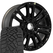 Set(4) 20x8 NS33 Satin Black - 6x139.7 +23ET with 275/55r20 Sailun TerraMax RT Tires
