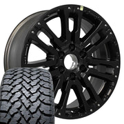 Set(4) 20x8 NS33 Satin Black - 6x139.7 +23ET with 275/55r20 TBB TS-37 AT Tires