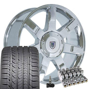 OE Wheels CA80 22x9 6x139.7 Chrome Wheels 285-45-22 Goodyear Eagle Sport Tires TPMS Lugs SET