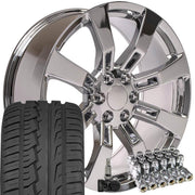 OE Wheels CA82 22x9 6x139.7 Chrome Wheels 285-45-22 Ironman iMove GEN 2 SUV Tires TPMS Lugs SET