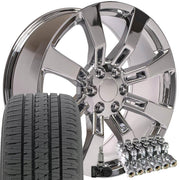 OE Wheels CA82 22x9 6x139.7 Chrome Wheels 285-45-22 Bridgestone Dueler Alenza HL Tires TPMS Lugs SET