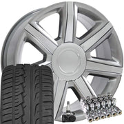 Set(4) 22x9 CA87 Gloss Hyper Silver with Chrome Insert - 6x139.7 +31ET with 285/45r22 Ironman iMove GEN 2 SUV Tires &amp; TPMS
