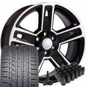 Set(4) 22x9 CV74 Gloss Black Machined - 6x139.7 +24ET with 285/45r22 Goodyear Eagle Sport Tires &amp; TPMS