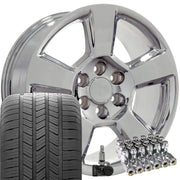Set(4) 20x9 CV76 Chrome - 6x139.7 +27ET with 275/55r20 Goodyear Eagle LS2 Tires &amp; TPMS