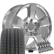Set(4) 20x9 CV76 Polished - 6x139.7 +27ET with 275/55r20 Bridgestone Dueler Alenza HL Plus Tires &amp; TPMS