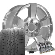 Set(4) 20x9 CV76 Polished - 6x139.7 +27ET with 275/55r20 Goodyear Eagle LS2 Tires &amp; TPMS