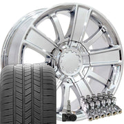 Set(4) 20x9 CV77 Chrome - 6x139.7 +27ET with 275/55r20 Goodyear Eagle LS2 Tires &amp; TPMS