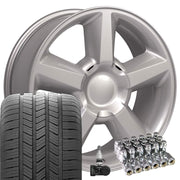 Set(4) 20x8.5 CV83 Gloss Silver - 6x139.7 +31ET with 275/55r20 Goodyear Eagle LS2 Tires &amp; TPMS