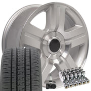 Set(4) 20x8.5 CV84 Gloss Silver Machined - 6x139.7 +31ET with 275/55r20 Bridgestone Dueler Alenza HL Plus Tires &amp; TPMS