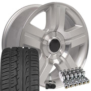 Set(4) 22x9 CV84 Gloss Silver Machined - 6x139.7 +31ET with 285/45r22 Ironman iMove GEN 2 SUV Tires &amp; TPMS