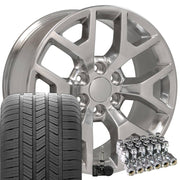 Set(4) 20x9 CV92 Polished - 6x139.7 +27ET with 275/55r20 Goodyear Eagle LS2 Tires &amp; TPMS
