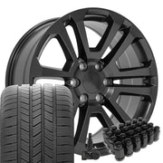 Set(4) 20x9 CV99 Satin Black - 6x139.7 +31ET with 275/55r20 Goodyear Eagle LS2 Tires &amp; TPMS