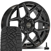 4PLAY 4P06 20x9 6x135 + 6x139.7 Gloss Black Brushed with Tinted Clear Wheels 275-55-20 Sailun TerraMax RT Tires TPMS SET