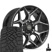 Set(4) 20x9 4P06 Gloss Black Brushed with Tinted Clear - 6x135 &amp; 6x139.7 +0ET with 275/55r20 Sailun TerraMax RT Tires &amp; TPMS