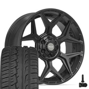 Set(4) 22x9 4P06 Satin Black - 6x135 &amp; 6x139.7 +12ET with 285/45r22 Ironman iMove GEN 2 SUV Tires &amp; TPMS