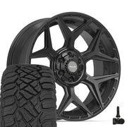 Set(4) 22x9 4P06 Satin Black - 6x135 &amp; 6x139.7 +12ET with 285/45r22 Sailun TerraMax RT Tires &amp; TPMS