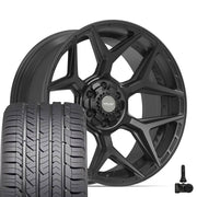Set(4) 22x10 4P06 Satin Black - 6x135 &amp; 6x139.7 -18ET with 285/45r22 Goodyear Eagle Sport Tires &amp; TPMS