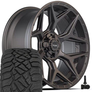 4PLAY 4P06 22x10 6x135 + 6x139.7 Satin Black Wheels 285-45-22 Sailun TerraMax RT Tires TPMS SET
