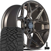 Set(4) 22x10 4P06 Satin Bronze - 6x135 &amp; 6x139.7 -18ET with 33x12.50r22 Sailun TerraMax RT Tires &amp; TPMS