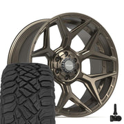 Set(4) 22x10 4P06 Satin Bronze - 6x135 &amp; 6x139.7 -18ET with 33x12.50r22 Sailun TerraMax RT Tires &amp; TPMS