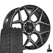 Set(4) 24x10 4P06 Gloss Black Brushed with Tinted Clear - 6x135 &amp; 6x139.7 +18ET with 295/35r24 Ironman iMove GEN 2 Tires &amp; TPMS