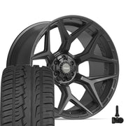 Set(4) 24x12 4P06 Satin Black - 6x135 &amp; 6x139.7 -44ET with 305/35r24 Ironman iMove GEN 2 Tires &amp; TPMS