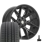 Set(4) 22x10 4P40 Satin Black - 6x135 &amp; 6x139.7 -18ET with 285/45r22 Bridgestone Dueler Alenza HL Tires &amp; TPMS