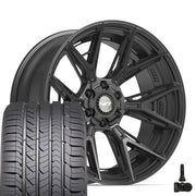 Set(4) 22x10 4P40 Satin Black - 6x135 &amp; 6x139.7 -18ET with 285/45r22 Goodyear Eagle Sport Tires &amp; TPMS