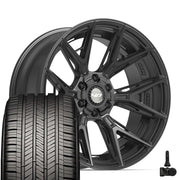 Set(4) 22x10 4P40 Satin Black - 6x135 &amp; 6x139.7 -18ET with 285/45r22 Goodyear Eagle Touring Tires &amp; TPMS