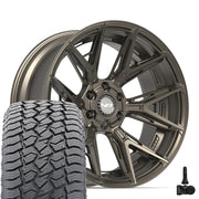 Set(4) 22x10 4P40 Satin Bronze - 6x135 &amp; 6x139.7 -18ET with 285/45r22 Sailun TerraMax AT2 Tires &amp; TPMS
