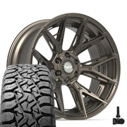Set(4) 22x10 4P40 Satin Bronze - 6x135 &amp; 6x139.7 -18ET with 33x12.50r22 TBB TS-57 RT Tires &amp; TPMS