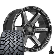 22" 4PLAY Wheels fit GM-Ford-Lincoln-Nissan-Toyota - 4P63 Gloss Black Brushed with Tinted Clear 22x10, TBB Tires &amp; TPMS Set