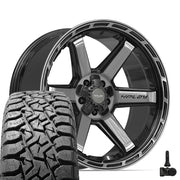 22" 4PLAY Wheels fit GM-Ford-Lincoln-Nissan-Toyota - 4P63 Gloss Black Brushed with Tinted Clear 22x10, TBB Tires &amp; TPMS Set