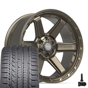22" 4PLAY Wheels fit GM-Ford-Lincoln-Nissan-Toyota - 4P63 Satin Bronze 22x10, Goodyear Tires &amp; TPMS Set