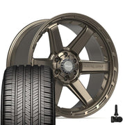 22" 4PLAY Wheels fit GM-Ford-Lincoln-Nissan-Toyota - 4P63 Satin Bronze 22x10, Goodyear Tires &amp; TPMS Set