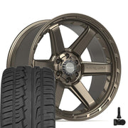 22" 4PLAY Wheels fit GM-Ford-Lincoln-Nissan-Toyota - 4P63 Satin Bronze 22x10, Ironman Tires &amp; TPMS Set
