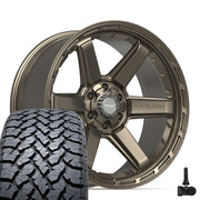 22" 4PLAY Wheels fit GM-Ford-Lincoln-Nissan-Toyota - 4P63 Satin Bronze 22x10, TBB Tires &amp; TPMS Set