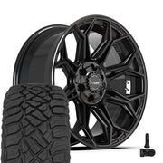 Set(4) 20x9 4P83 Gloss Black - 6x135 &amp; 6x139.7 +0ET with 275/55r20 Sailun TerraMax RT Tires &amp; TPMS