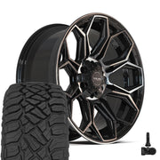 Set(4) 20x9 4P83 Gloss Black Brushed with Tinted Clear - 6x135 &amp; 6x139.7 +0ET with 275/55r20 Sailun TerraMax RT Tires &amp; TPMS