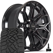 4PLAY 4P83 22x9 6x135 + 6x139.7 Gloss Black Wheels 285-45-22 Sailun TerraMax RT Tires TPMS SET