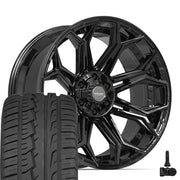 Set(4) 22x10 4P83 Gloss Black - 6x135 &amp; 6x139.7 -18ET with 285/45r22 Ironman iMove GEN 2 SUV Tires &amp; TPMS