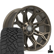 Set(4) 22x10 4P83 Satin Bronze - 6x135 &amp; 6x139.7 -18ET with 285/45r22 Sailun TerraMax RT Tires &amp; TPMS