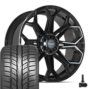 Set(4) 24x10 4P83 Gloss Black - 6x135 &amp; 6x139.7 +18ET with 295/35r24 Sailun Atrezzo SVR LX+ Tires &amp; TPMS