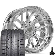 Set(4) 22x10 4PL28 Chrome - 6x135 &amp; 6x139.7 -18ET with 285/45r22 Goodyear Eagle Sport Tires &amp; TPMS