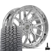 Set(4) 22x10 4PL28 Chrome - 6x135 &amp; 6x139.7 -18ET with 285/45r22 Sailun TerraMax AT2 Tires &amp; TPMS